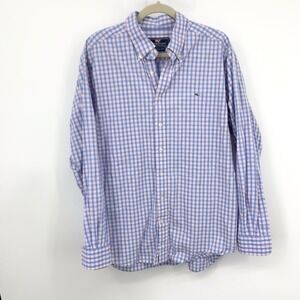 Vineyard Vines Men Size XL Shirt Blue Checkered Plaid Button Down Top Slim Whale